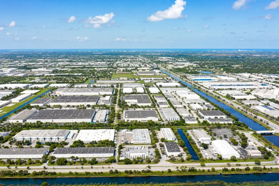Aerial view of an inland Broward County commercial corridor