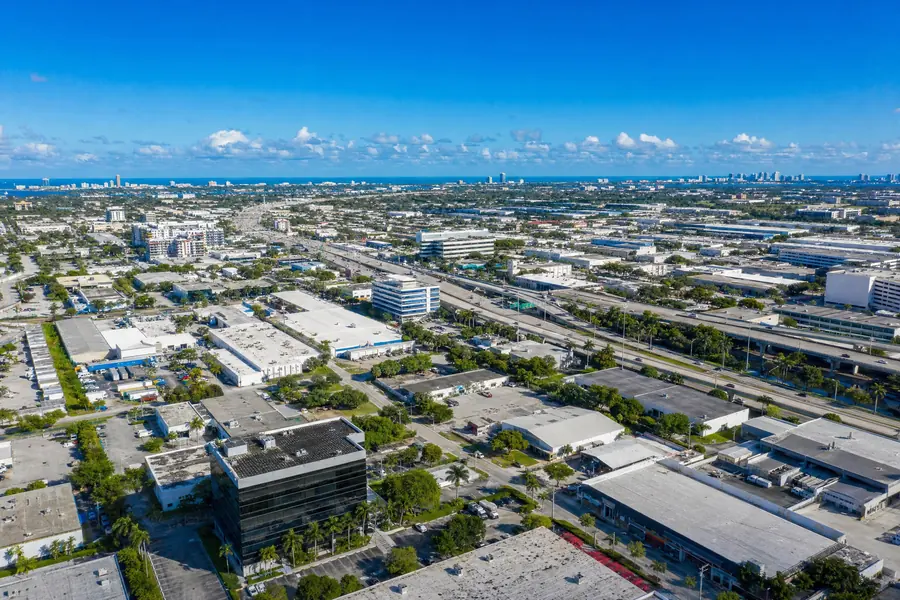 Aerial view of a dense Miami-Dade commercial district