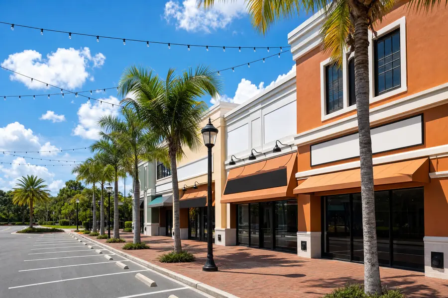 Walkable main-street retail storefronts in Delray Beach, Florida