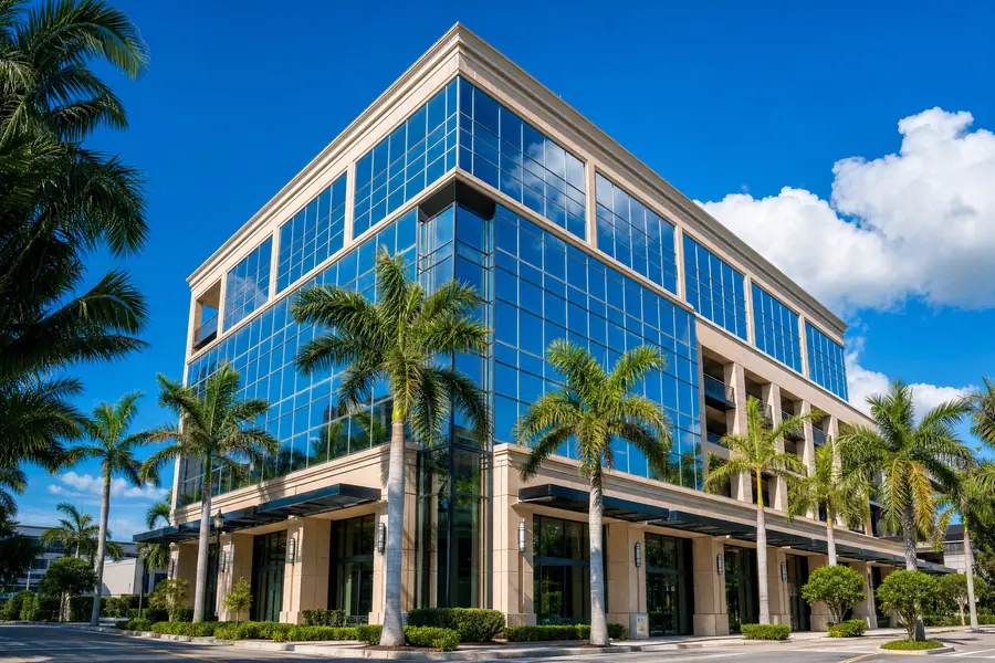 Mid-rise downtown glass office building in Fort Lauderdale, Florida