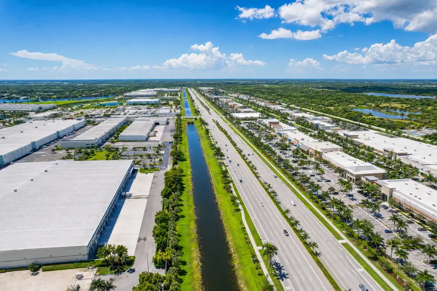 Aerial view of a South Florida commercial corridor