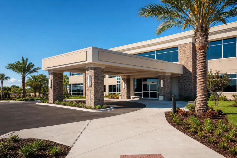Two-story medical office building with a covered entry canopy