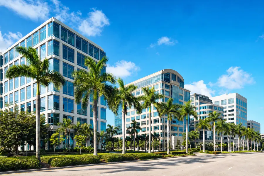 Mid-rise office buildings in a Miami-Dade commercial district