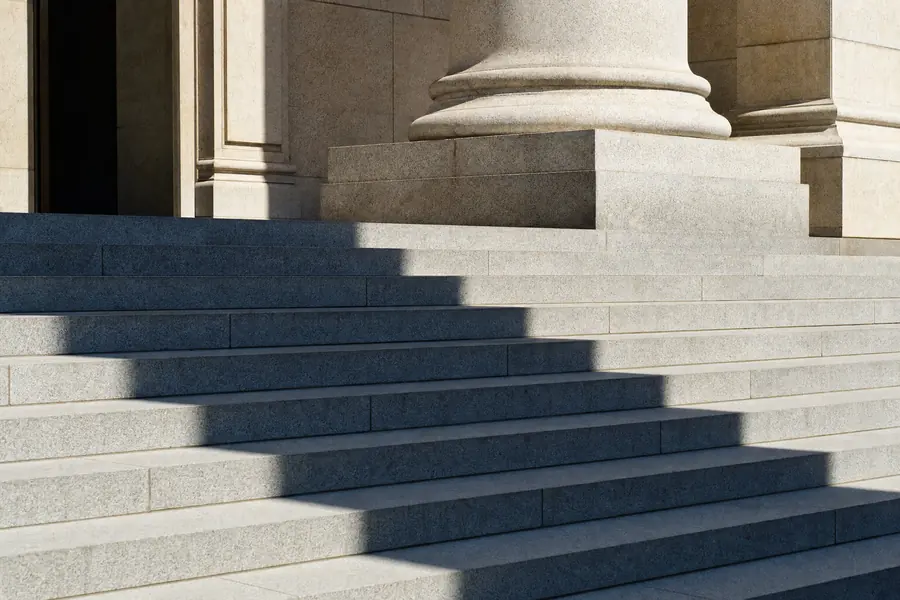 Stone base and entry steps of a commercial building