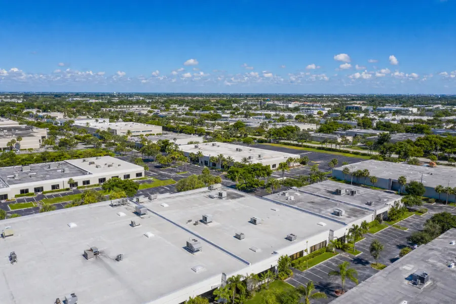 Aerial view of low-rise commercial rooftops in South Florida