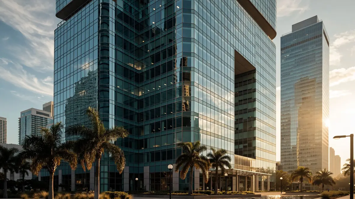 Office property exterior in Aventura, Miami-Dade County, South Florida